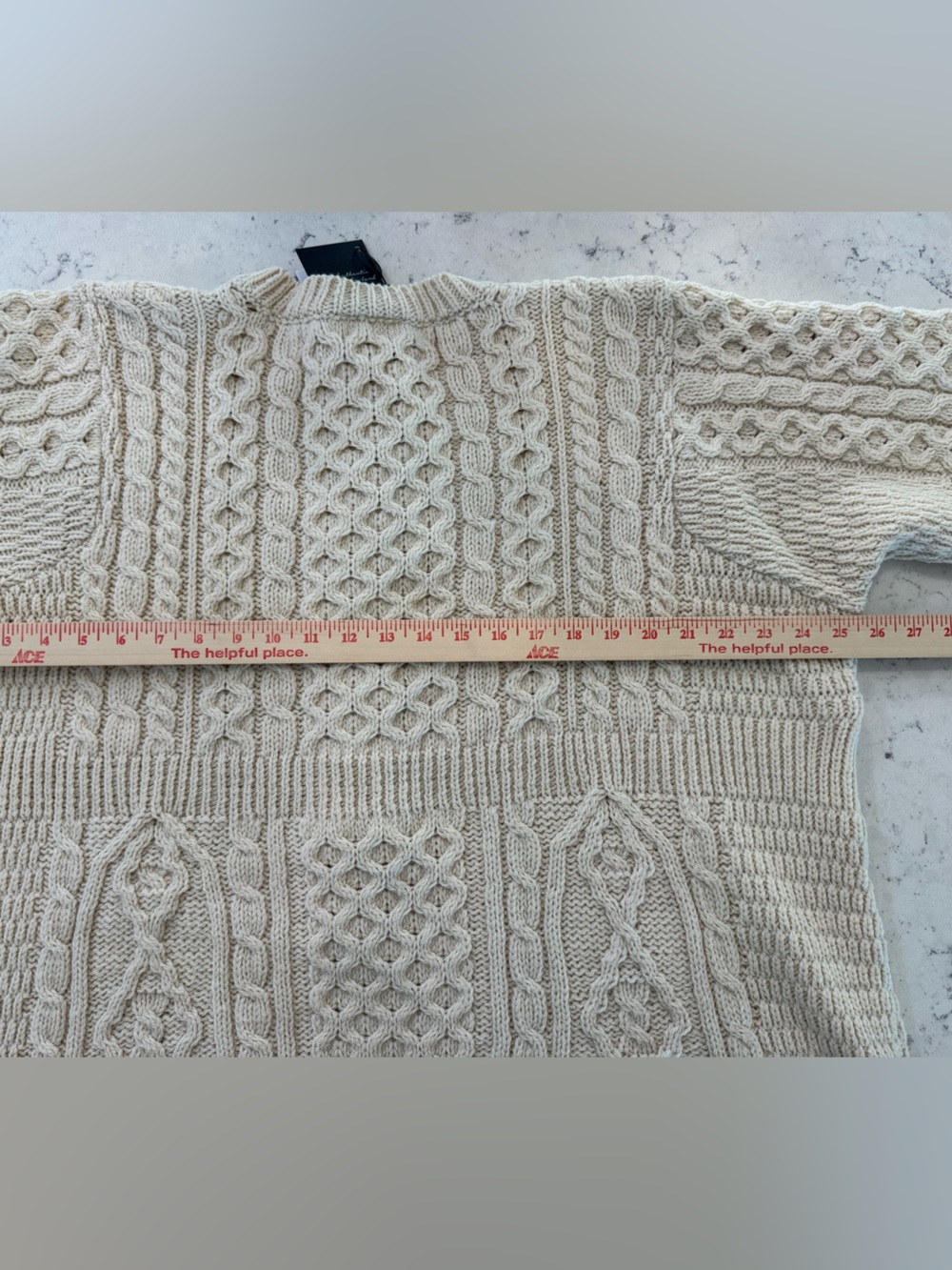 ARAN Women's Merino Wool A-Line Fit Cardigan Sweater Size XXL off-white Ireland - Picture 10 of 15
